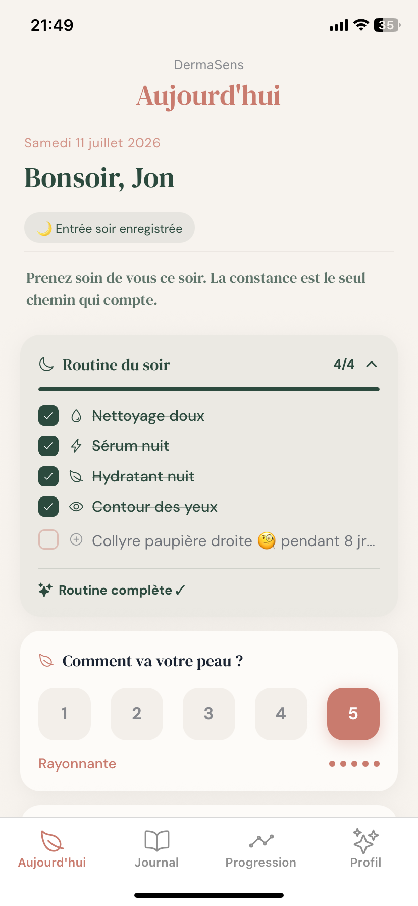 Routine du soir personnalisée