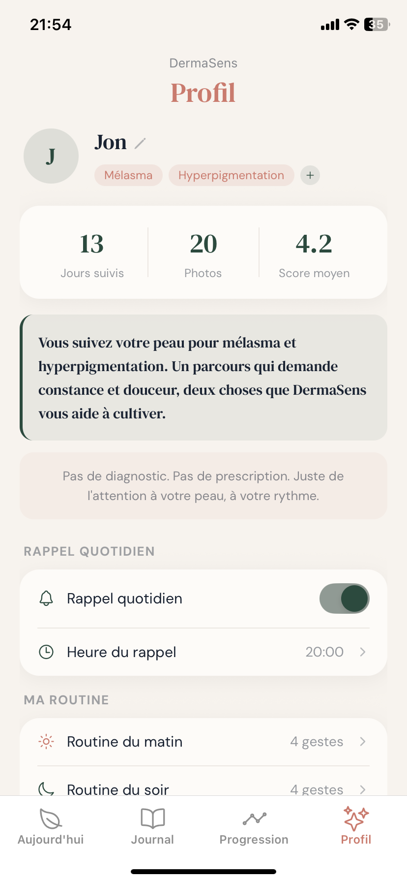 Profil personnalisé
