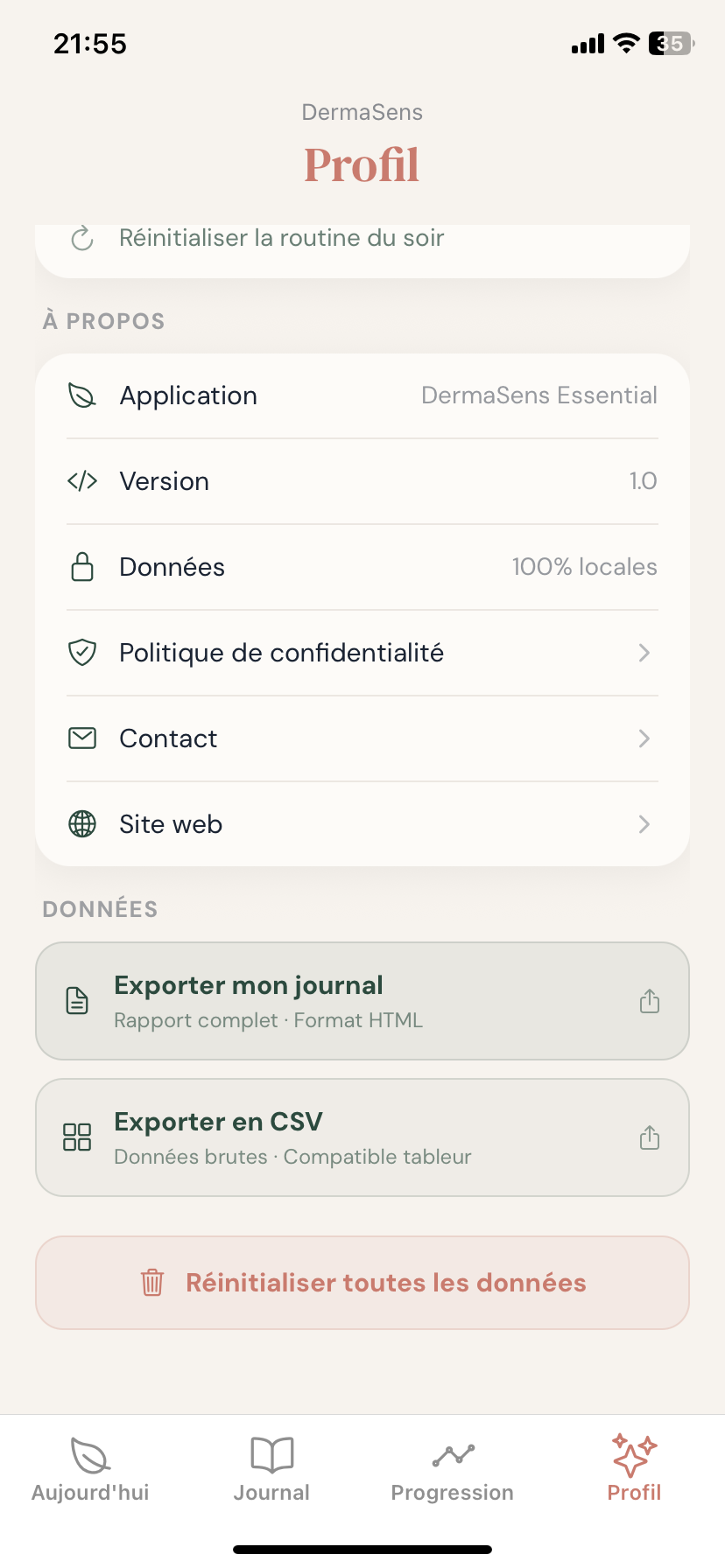 Personnalisation de la routine